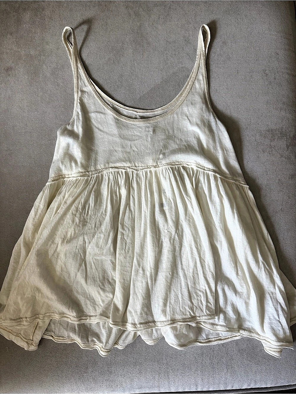 BDG Colby Babydoll Tunic Tank Top White Medium